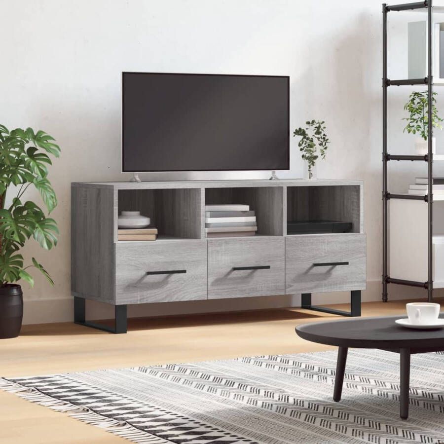 The Living Store Televisiekast Trendy en praktisch TV-meubel 102 x 36 x 50 cm Grijs sonoma eiken