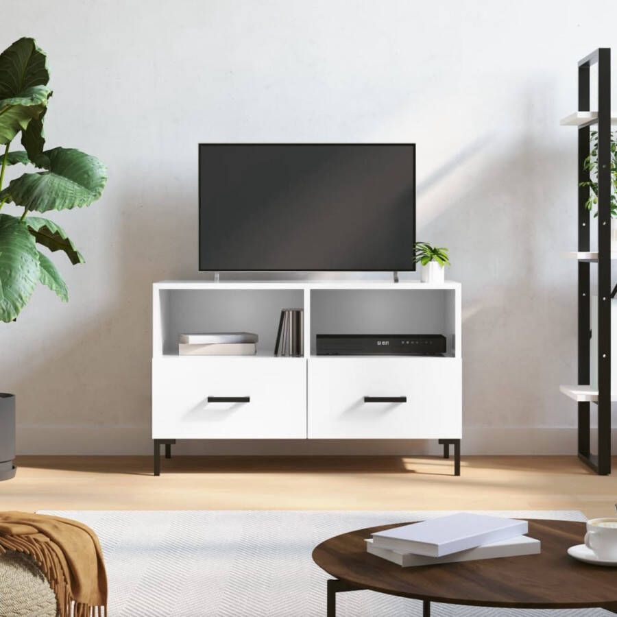 The Living Store Televisiekast Trendy TV-meubel 80 x 36 x 50 cm Hoogglans wit