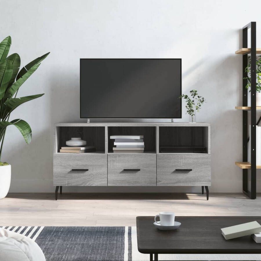 The Living Store Televisiekast TV-Meubel 102 x 36 x 50 cm Grijs Sonoma Eiken Opbergruimte