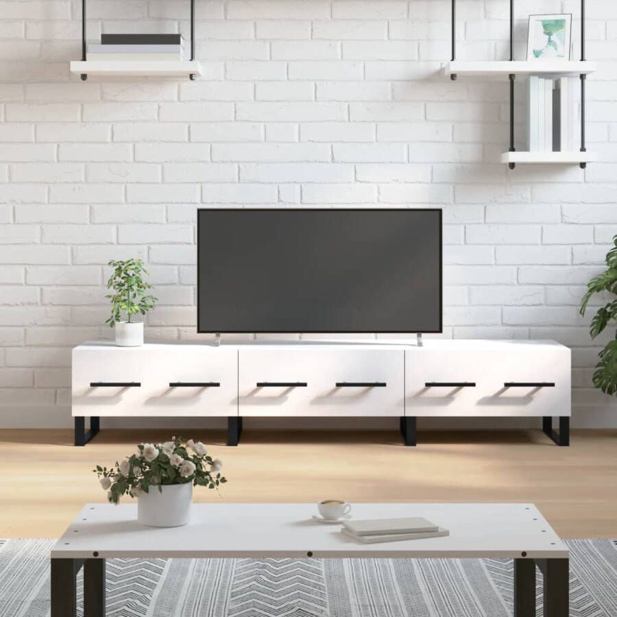 The Living Store Televisiekast TV-meubel 150 x 36 x 30 cm wit bewerkt hout en ijzer