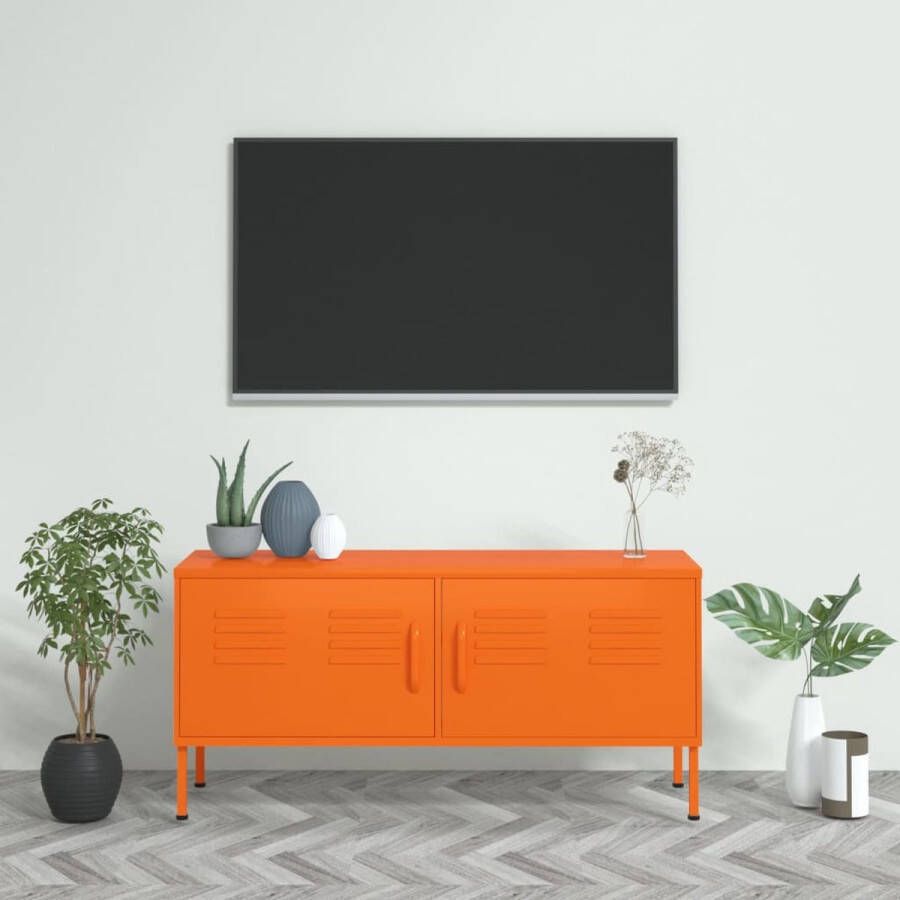 The Living Store Televisiemeubel Staal 105 x 35 x 50 cm Oranje