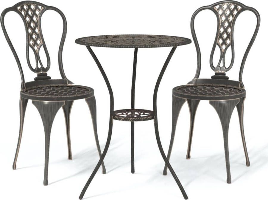 The Living Store Terrasset s Bistroset 53 x 53 x 65 cm Gietaluminium Brons