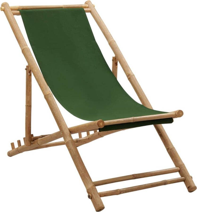 The Living Store Terrasstoel Campingstoel Groen 60 x (108-123) x (62-93) cm Bamboe