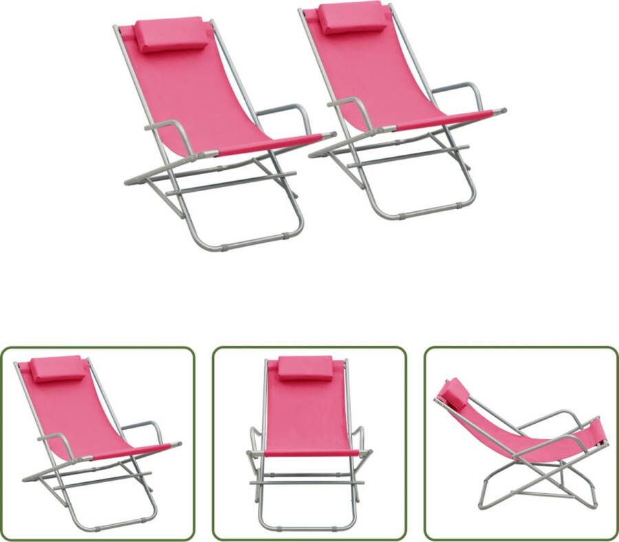 The Living Store Terrasstoelen Set van 2 Roze 69 x 61 x 94 cm Draagvermogen 120 kg