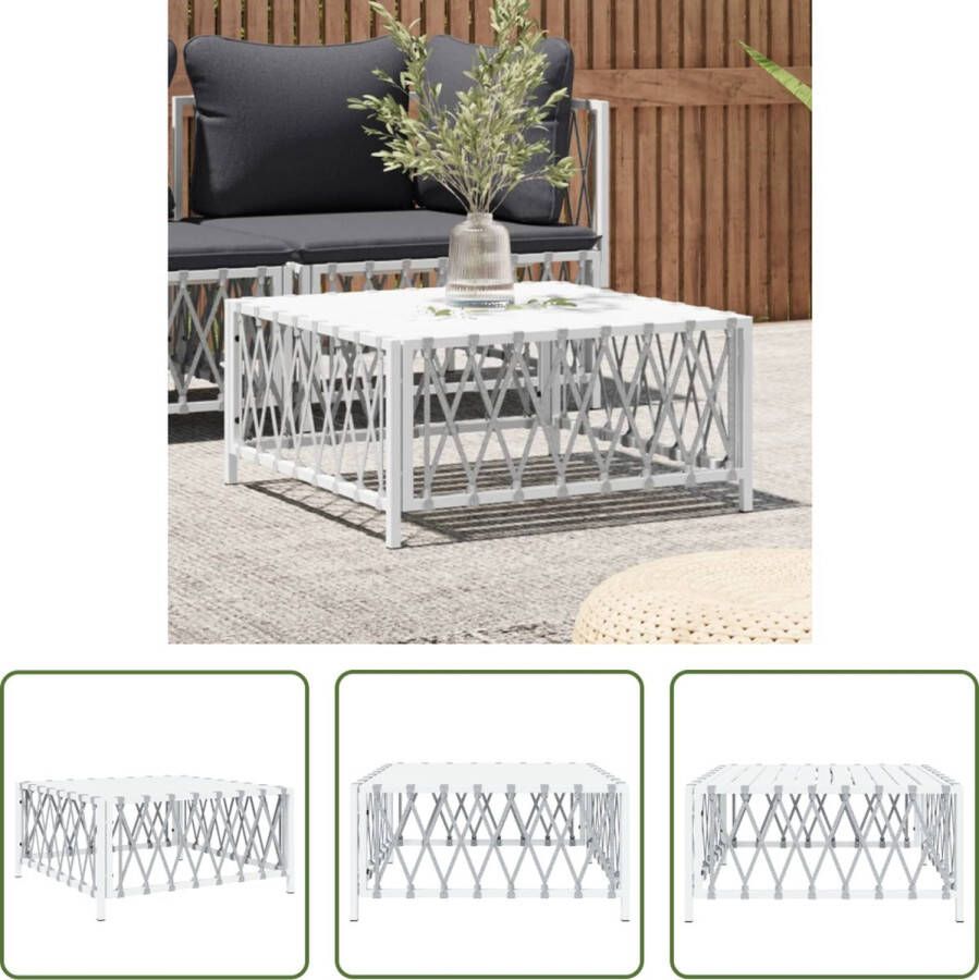 The Living Store Terrastafel Trendy Tuintafel 70 x 70 x 34 cm Geweven stof Gepoedercoat staal