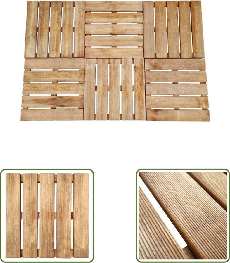 The Living Store Terrastegels 6-delige set Hout 50 x 50 x 3.2 cm Bruin