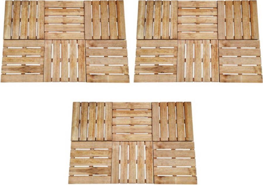 The Living Store Terrastegels Houten 18-delige set 50 x 50 x 3.2 cm bruin geïmpregneerd grenenhout