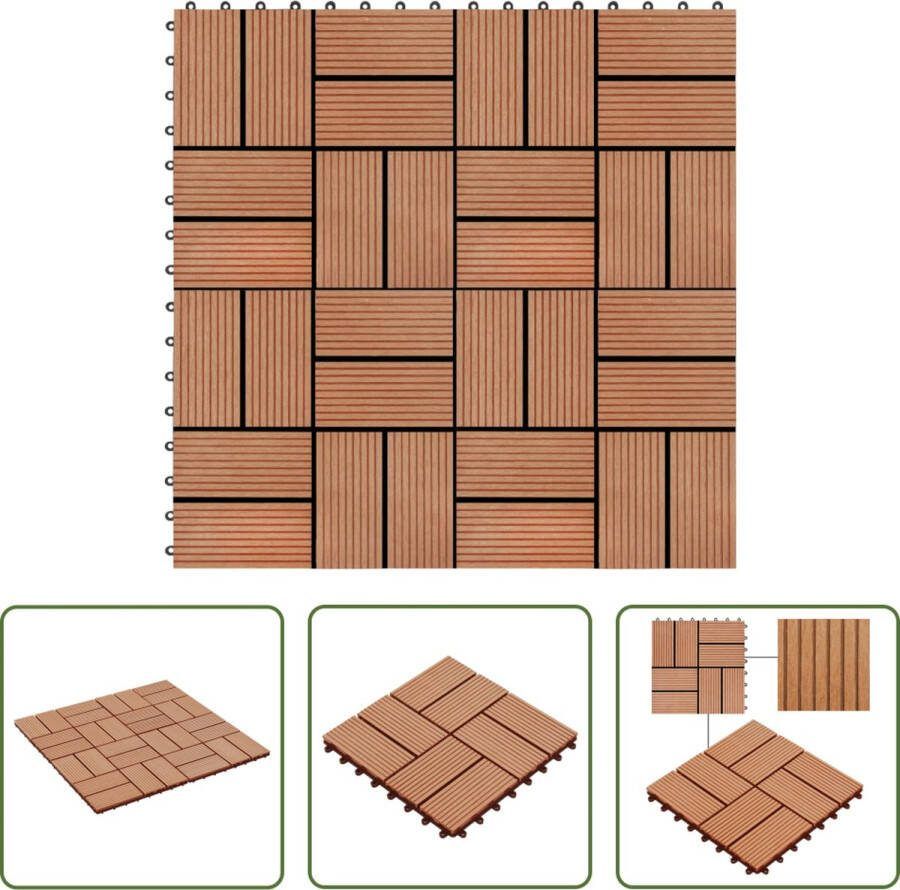 The Living Store Terrastegelset HKC Terrastegels 30 x 30 cm Teak 1 m² Duurzaam