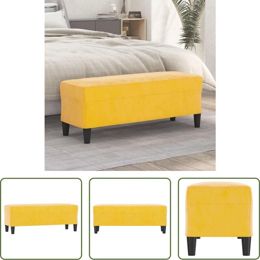 The Living Store Bankje Geel Fluweel 100x35x41 cm Comfortabele Zitting