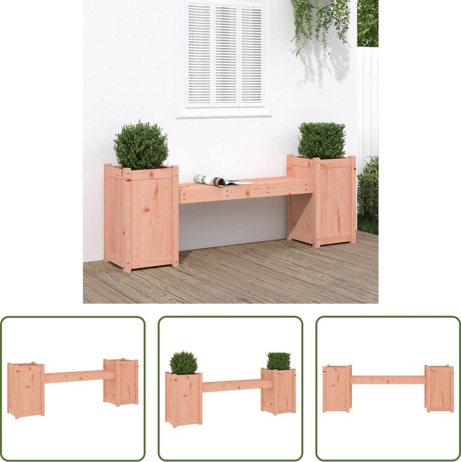 The Living Store Bankje met plantenbakken Douglashout 180x36x63 cm 2-in-1 ontwerp