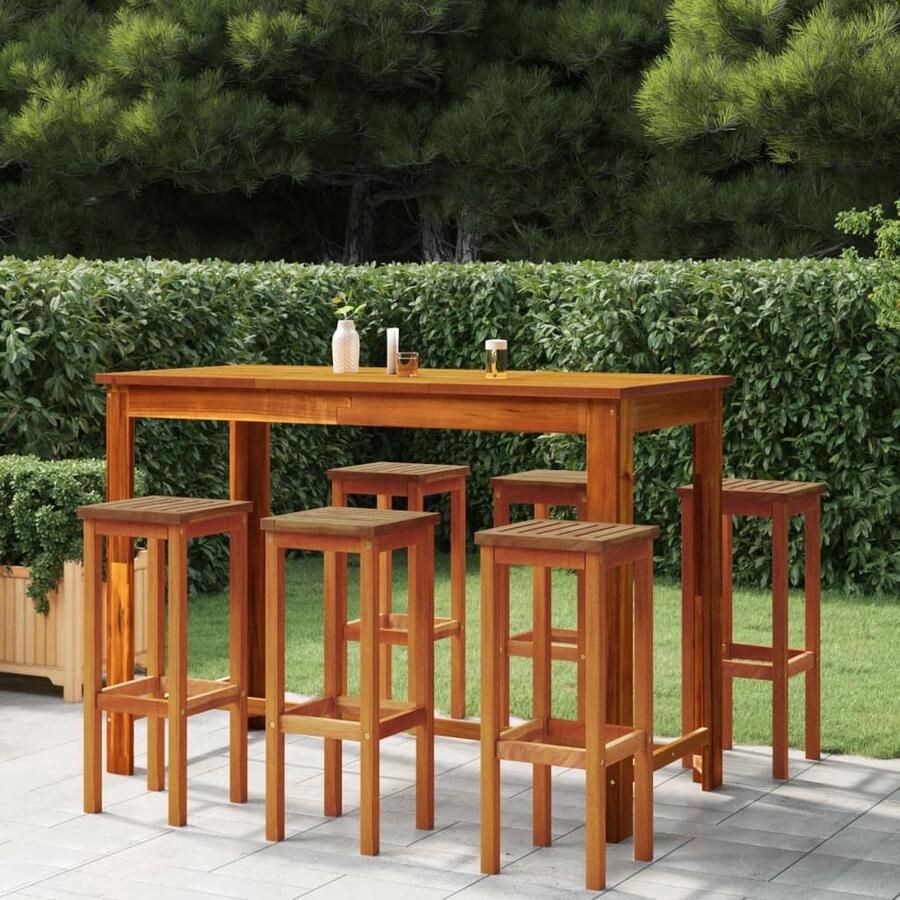 The Living Store Barkrukken Massief acaciahout 30.5 x 30.5 x 74 cm Set van 6
