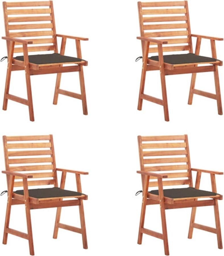 The Living Store Eetkamerstoel Houten Buitenstoelen 56x62x92 cm Massief Acaciahout