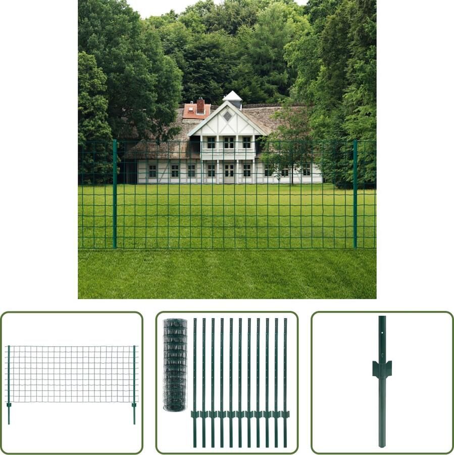 The Living Store Euro Omheining PVC-gecoat staal 20 x 1 m Groen