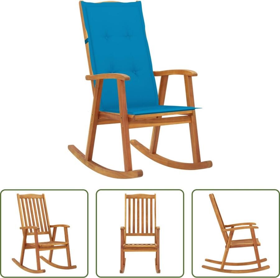The Living Store Houten Schommelstoel Vintage Woonkamer Terras 57 x 100 x 117 cm Duurzaam en Weerbestendig