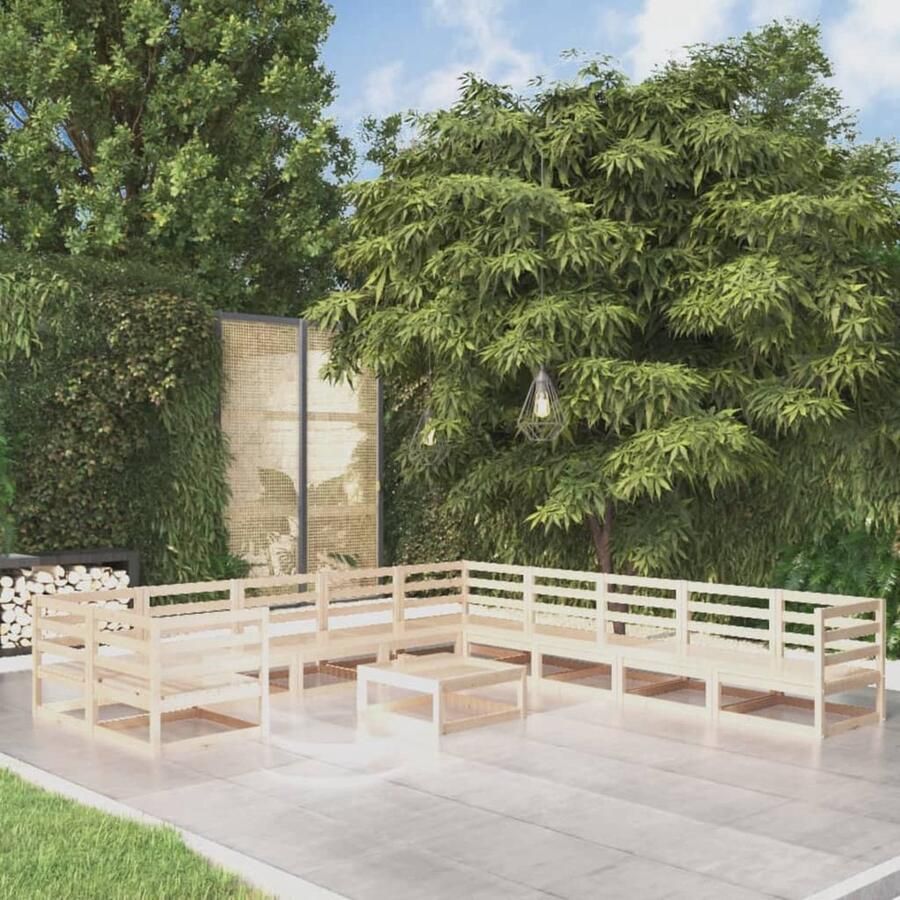 The Living Store Loungeset Massief grenenhout 70x70x67 cm 6x middenbank 4x hoekbank 1x tafel voetenbank