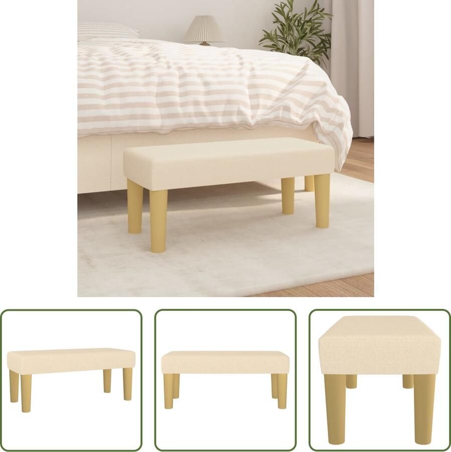 The Living Store Multifunctioneel Bankje Crème 70 x 30 x 30 cm Duurzaam Materiaal