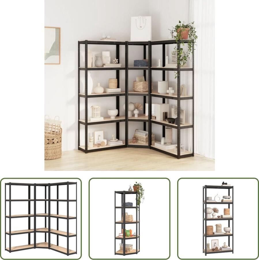 The Living Store Opbergrek 75 x 30 x 172 cm Antraciet