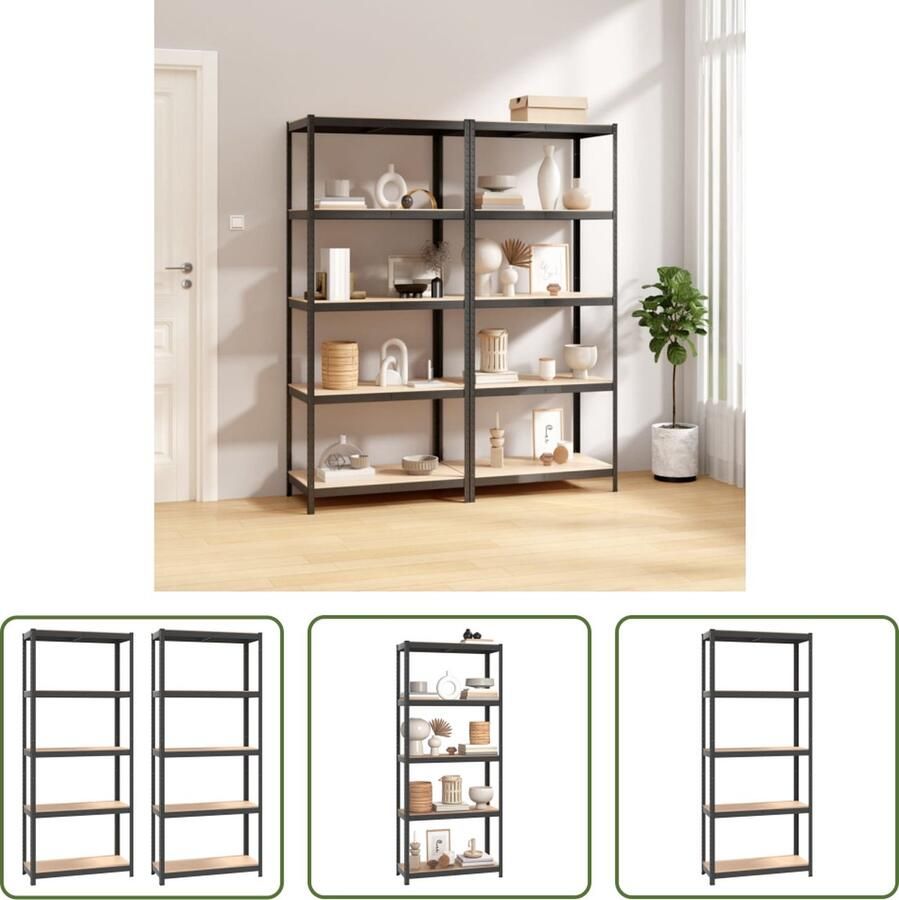The Living Store Opbergrek Flexibele Berging Afmetingen- 75 x 30 x 172 cm Draagvermogen- 375 kg Kleur- antraciet