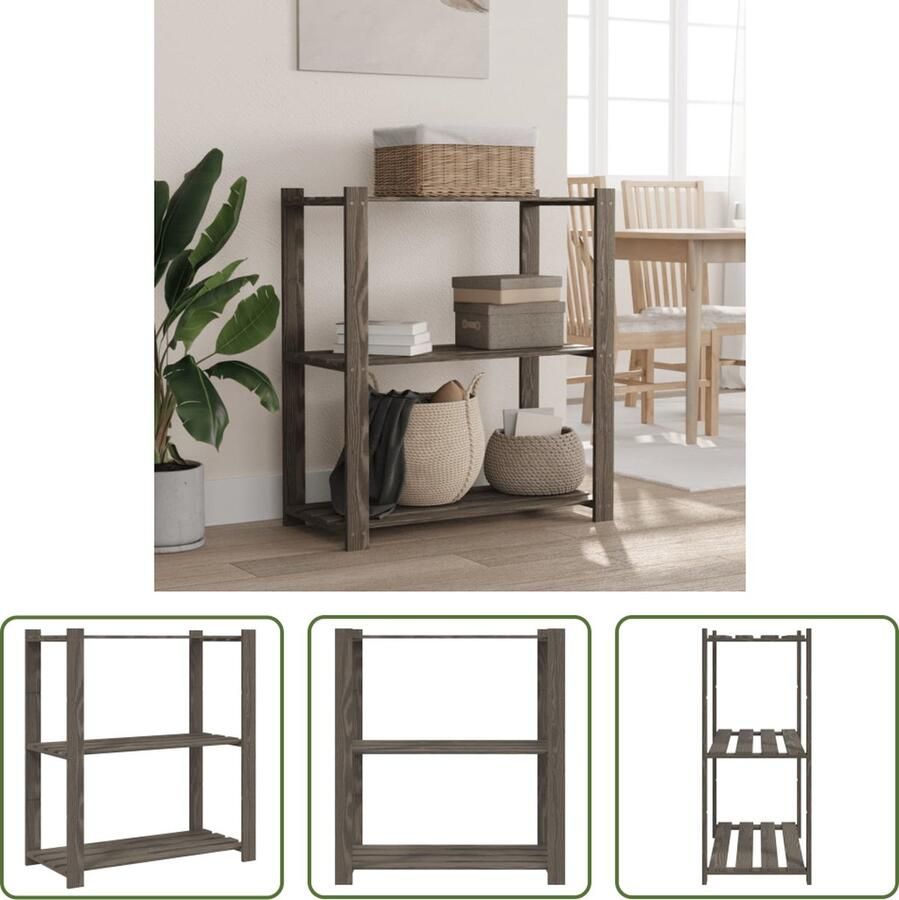 The Living Store Opbergrek Grenenhout 80 x 38 x 90 cm Grijs 150 kg draagvermogen