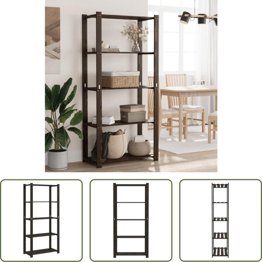The Living Store Opbergrek Grenenhout Zwart 80x38x170 cm Draagvermogen 250 kg Geschikt voor keuken kelder badkamer kantoor garage Wandbevestiging vereist