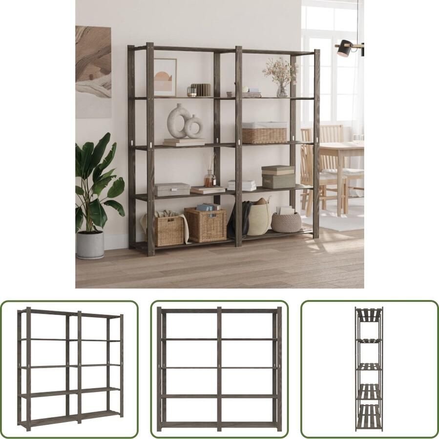 The Living Store Opbergrek Massief Grenenhout 170 x 38 x 170 cm Grijs