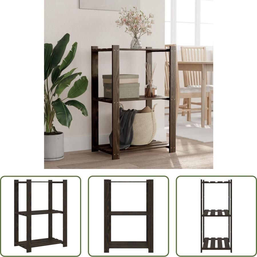 The Living Store Opbergrek Massief Grenenhout 60 x 38 x 90 cm Zwart