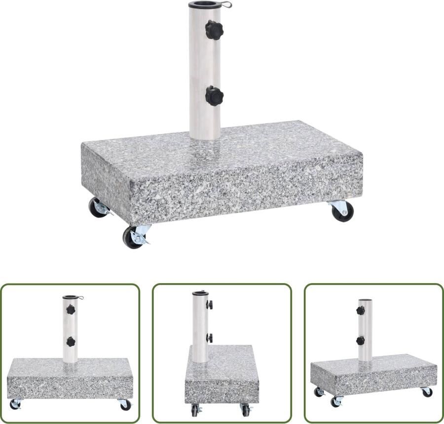 The Living Store Parasolvoet Graniet 45 x 25 x 8.3 cm Lichtgrijs