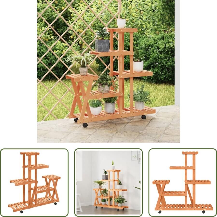 The Living Store Plantenstandaard Retro Hout 95 x 25 x 101 cm Duurzaam vurenhout