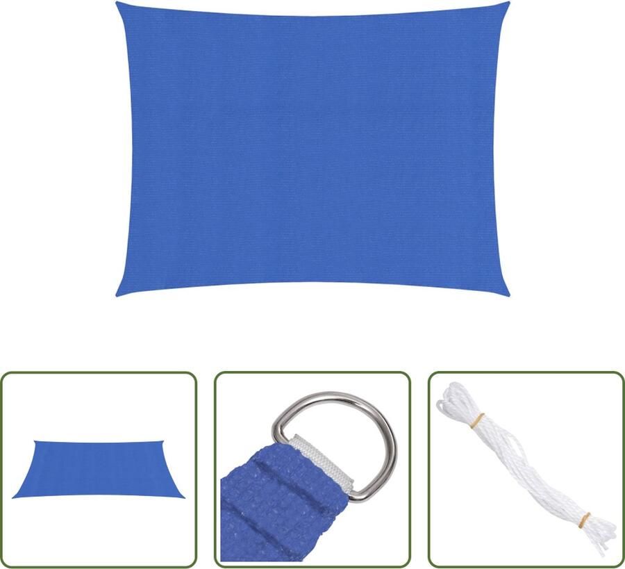 The Living Store Schaduwdoek 2 x 3 m HDPE Blauw UV-bescherming