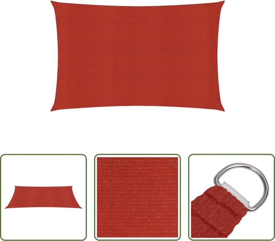 The Living Store Schaduwdoek HDPE 3 x 4.5 m Rood