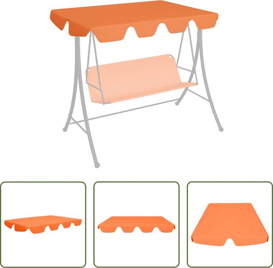 The Living Store Schommelbankluifel oranje 100% polyester stof met PVC-coating geschikt voor schommelbanken 150 130 x 70 105 cm 210 x 146 cm 270 g m²