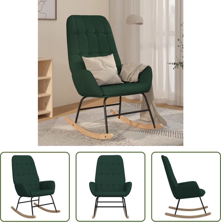The Living Store Schommelstoel Donkergroen Stof 70x79x101cm (BxDxH) Draagvermogen 110kg