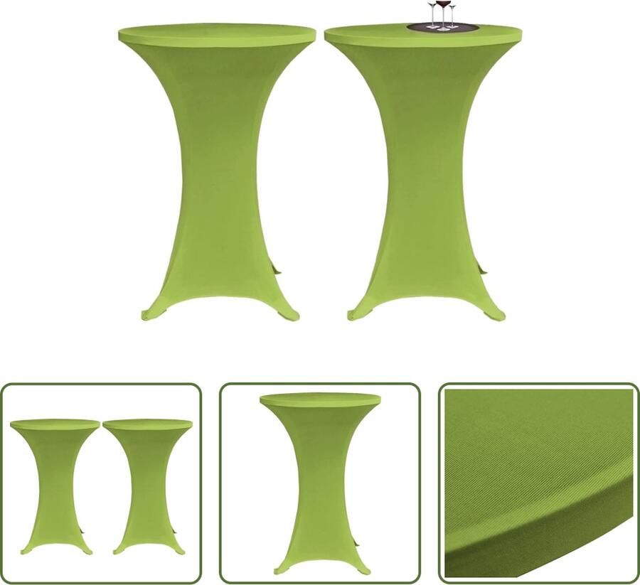 The Living Store Statafelhoes Appeltjesgroen Geschikt voor tafels tot 120 cm Stretchstof Wasbaar op 40 °C 2 tafelhoezen