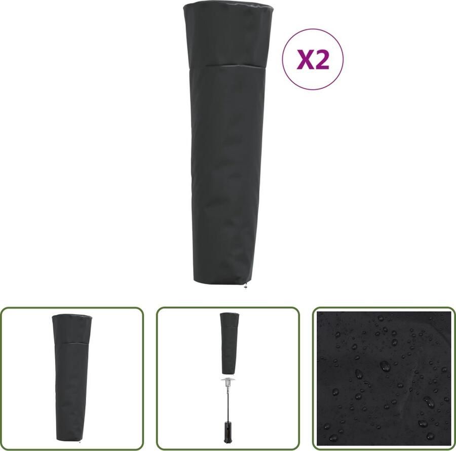The Living Store Terrasheaterhoezen Waterdicht UV-bestendig en scheurbestendig 241cm 420D Oxford stof met PU-coating Zwart Geschikt voor piramidevormige terrasheaters 2x heaterhoes