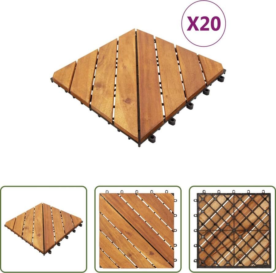 The Living Store Terrastegel Acaciahout Bruin 30 x 30 cm 20 stuks
