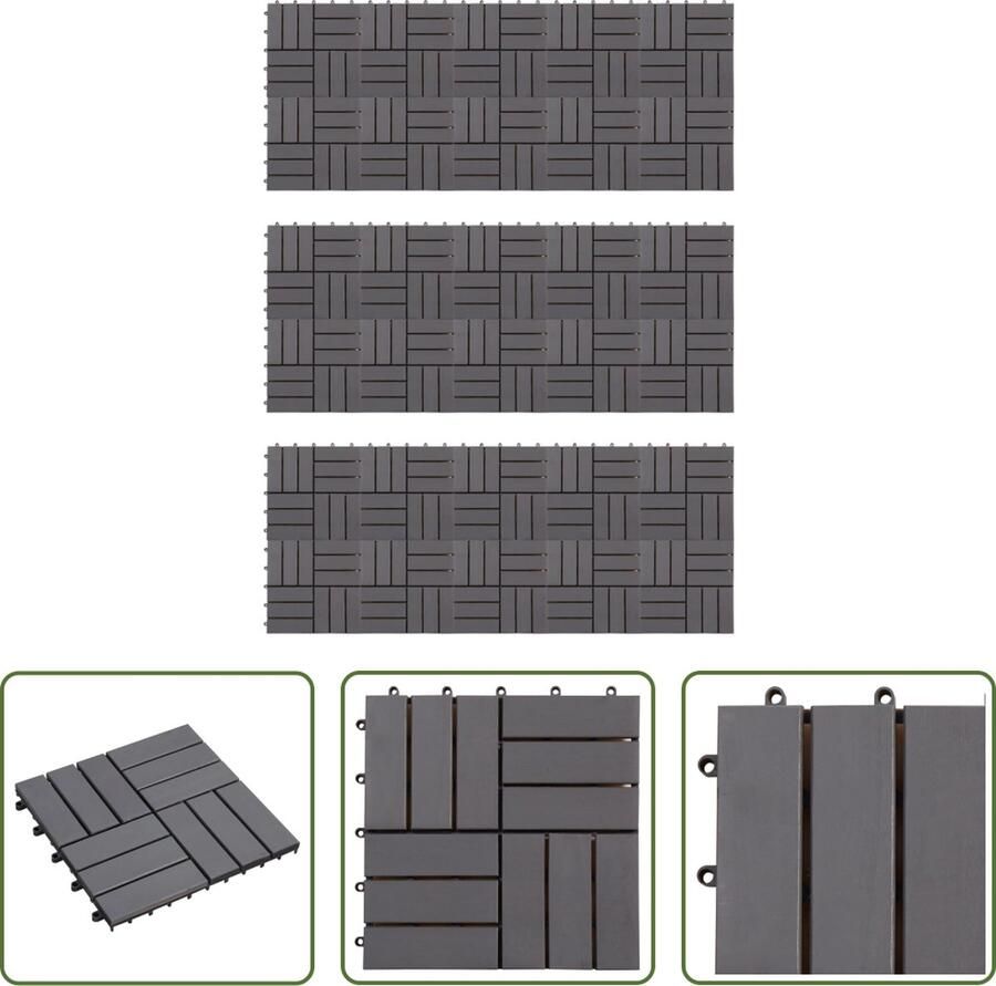 The Living Store Terrastegels 30x30cm Greywash Anti-slip Massief Acacia Hardhout