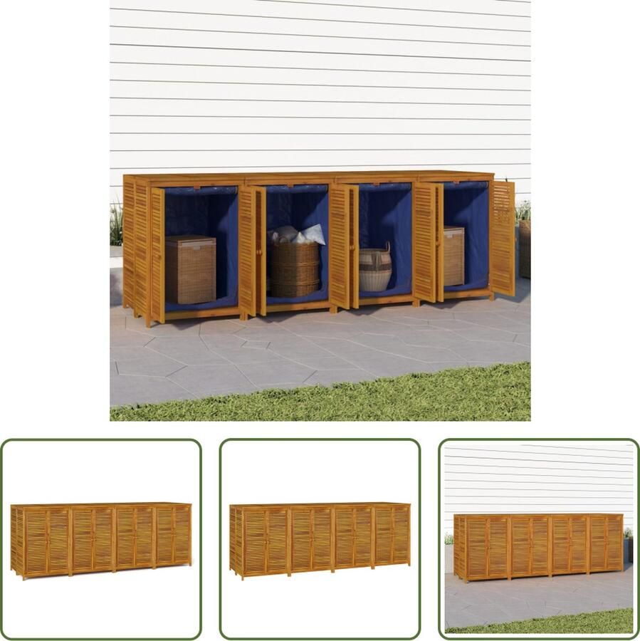 The Living Store Tuinbox Massief Acaciahout 280 x 87 x 104 cm Ruime opbergbox met waterbestendige binnenzakken