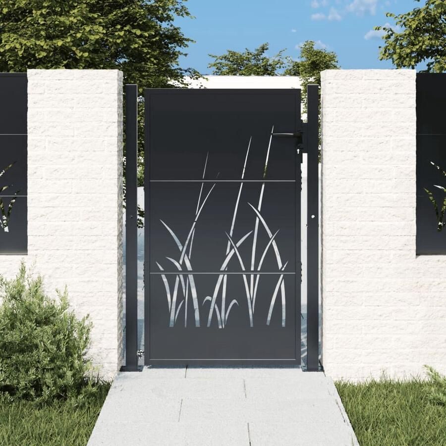The Living Store Tuinpoort Staal Antraciet 105 x 130 cm Lasergesneden design Afsluitbaar