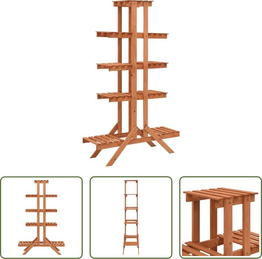 The Living Store Tuinstandaard Vurenhout 83x25x132 cm 9 schappen