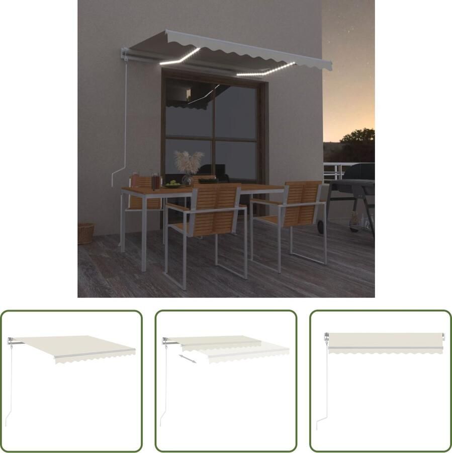 The Living Store Uitschuifbare luifel 300 x 250 cm crème