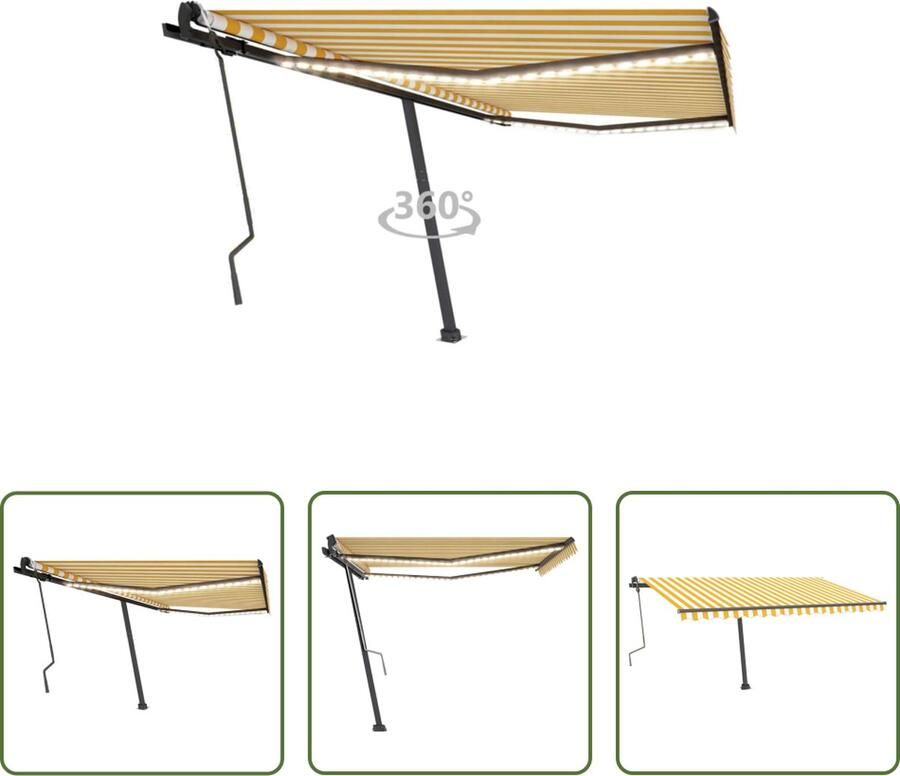 The Living Store Uitschuifbare Luifel 400 x 300 cm Solar LED Antraciet