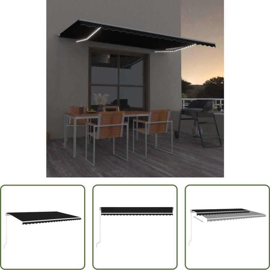 The Living Store Uitschuifbare Luifel 500 x 300 cm Antraciet Wit Frame