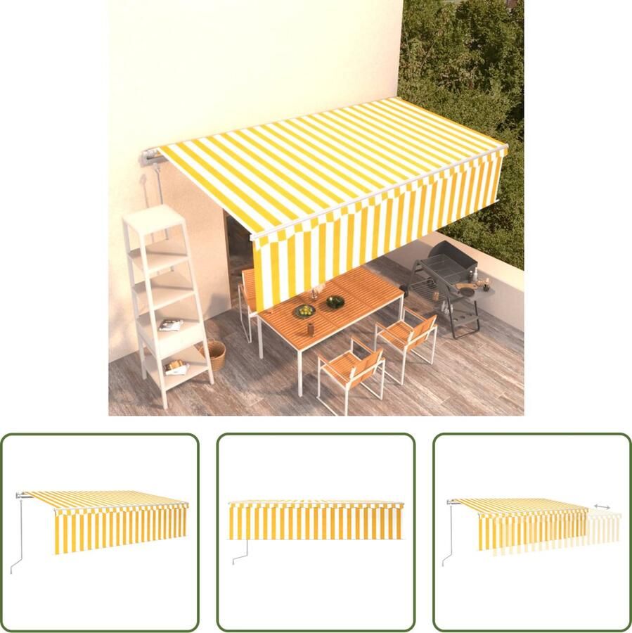 The Living Store Uitschuifbare Luifel 600 x 300 cm Geel en Wit