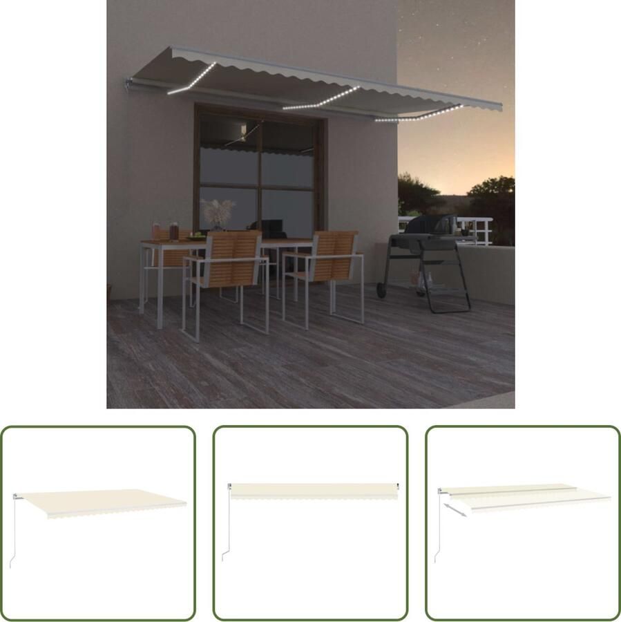 The Living Store Uitschuifbare Luifel Buitenluifel 600 x 300 cm Polyester Crème Wit Frame