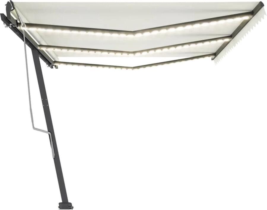 The Living Store Uitschuifbare Luifel Buitenluifel 600x300cm UV- en Waterbestendig Verstelbaar Solar LED Antraciet Crème