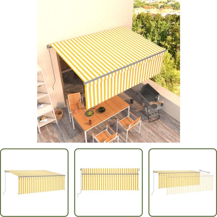 The Living Store Uitschuifbare Luifel Polyester 4 x 3 m Antraciet