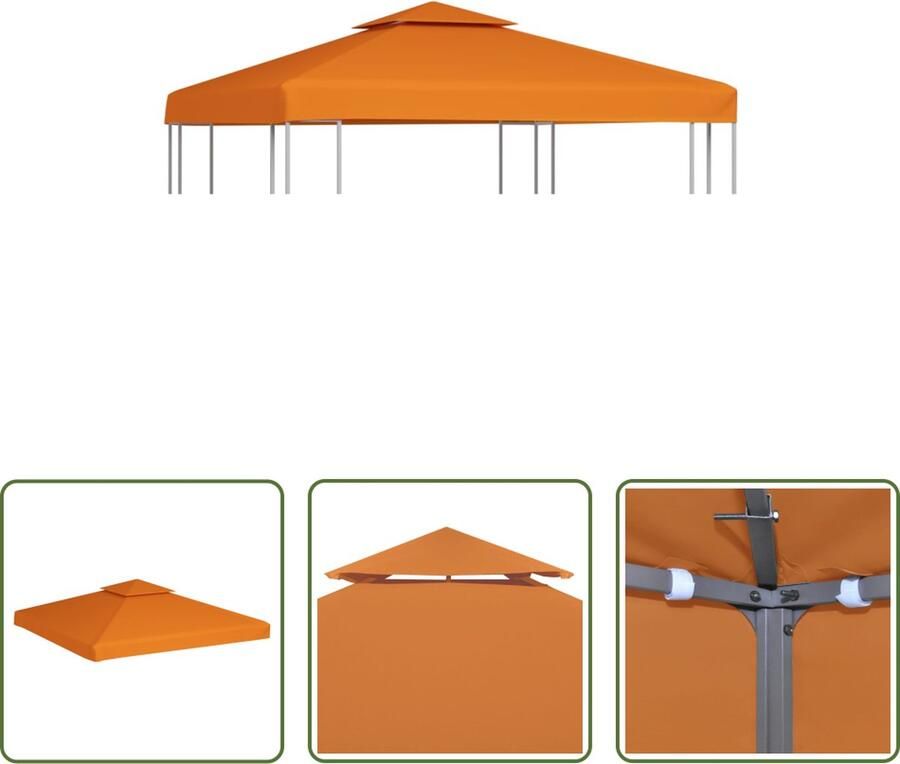 The Living Store Vervangend doek Prieel 3 x 3 m Oranje 310 g m²