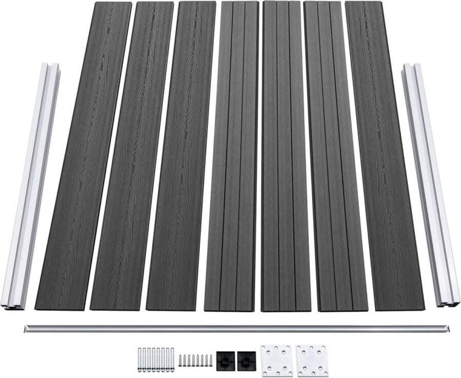 The Living Store Tuinafscheiding Houtlook HKC Aluminium bovenprofiel Modulair Zwart 180x146cm