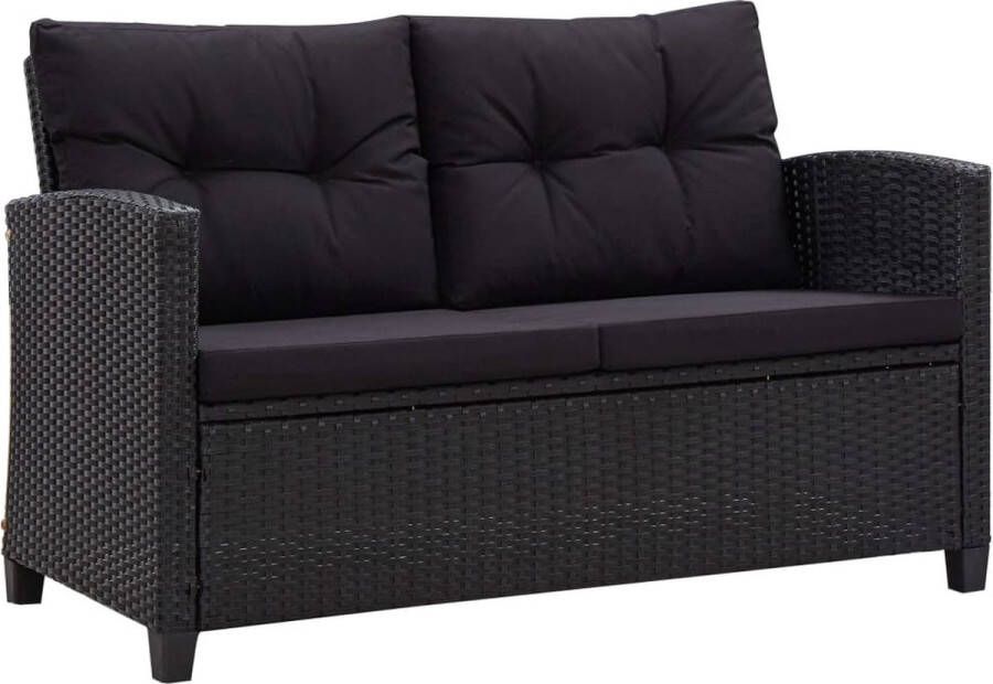 The Living Store Tuinbank 124 x 68 x 77 cm Zwart PE rattan polyester stof Stabiel en comfortabel