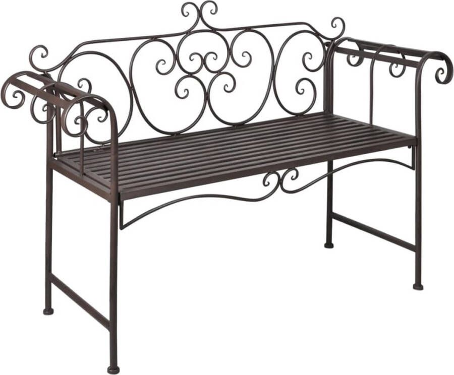 The Living Store Metalen Tuinbank Antiekbruin Krul 132 x 46 x 85 cm